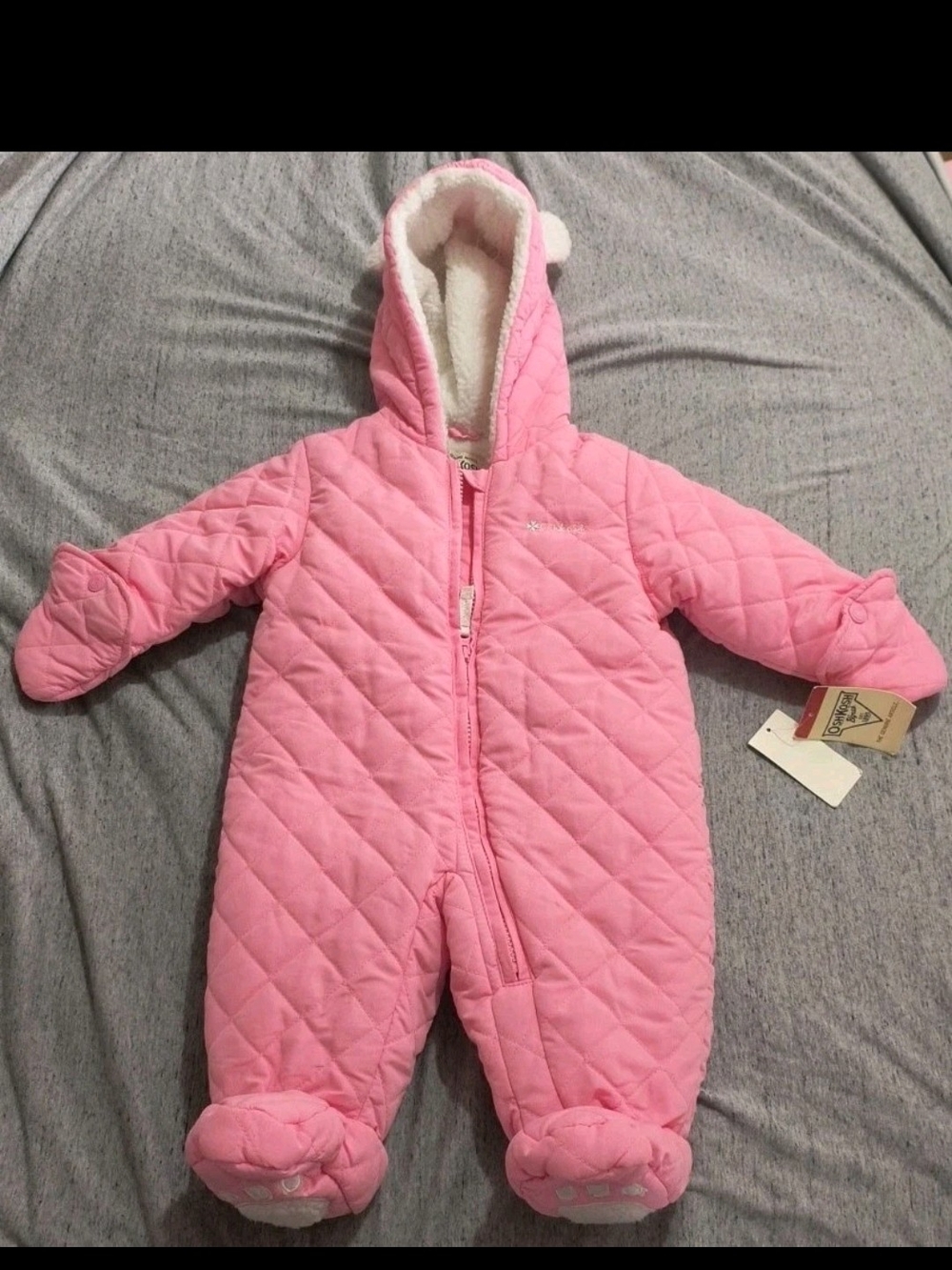 OshKosh B'gosh Pink Quilted Hooded Footed One-Piece